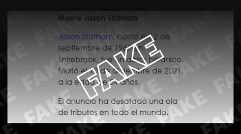 La falsa muerte de Jason Statham: no ha fallecido,。